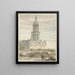 Vue du palais de Frédéric V, électeur palatin, et de l'église Saint-Cunerak de Rhenen - Pieter Jansz. Saenredam — framed artwork on a wall