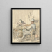 interno con un uomo che suona il violino, una donna addormentata e un cane che balla - Pieter Moninckx — quadro incorniciato alla parete