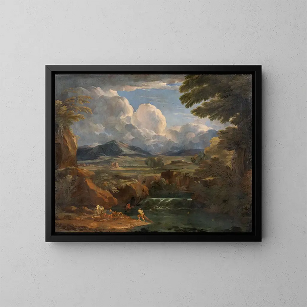Italienisches Landschaftsgemälde mit Fluss - Pieter Mulier der Ältere — gerahmtes Bild an der Wand