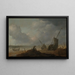 Scene of a beach with a view of a rough sea with many ships - Pieter Mulier the Elder — framed artwork on a wall