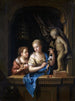 Zwei Mädchen mit Blumen in der Nähe einer Cupido-Statue - Pieter van der Werff — Ansicht des Kunstwerks