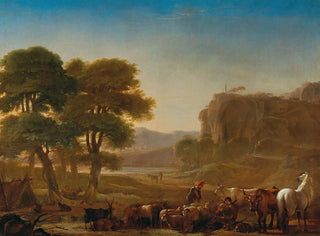 Pieter van Laer - A view of the Roman Campagna with shepherds resting with their livestock.webp