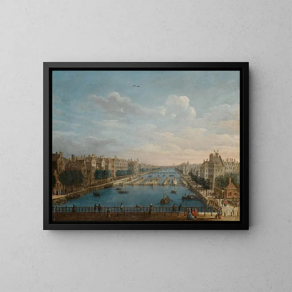 Eine Aussicht auf die Binnen Amstel nach Norden - Pietro Bellotti — gerahmtes Bild an der Wand