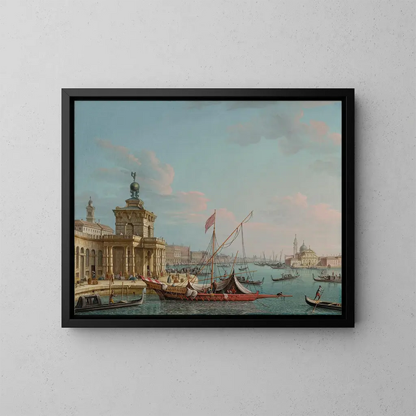 Venedig mit der Punta della Dogana Blick nach Osten in Richtung des Dogenpalasts - Pietro Bellotti — gerahmtes Bild an der Wand