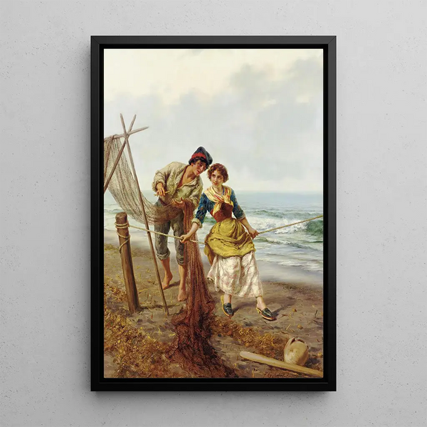 The Fisherman's Net - Pietro Gabrini — framed artwork on a wall