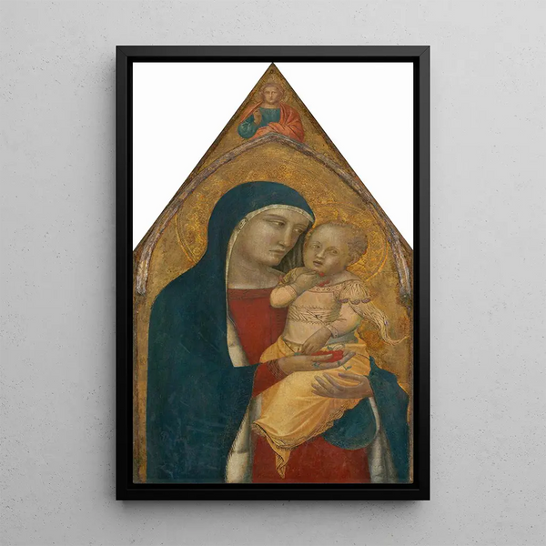 Virgin and Child with Christ Blessing - Pietro Lorenzetti — framed artwork on a wall