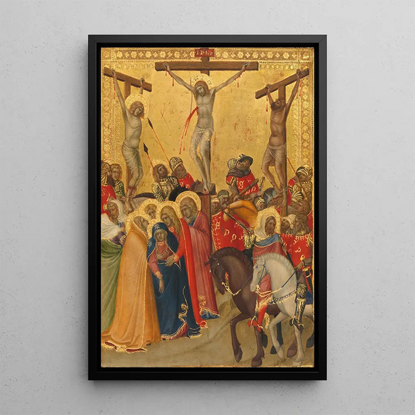 The Crucifixion - Pietro Lorenzetti — framed artwork on a wall