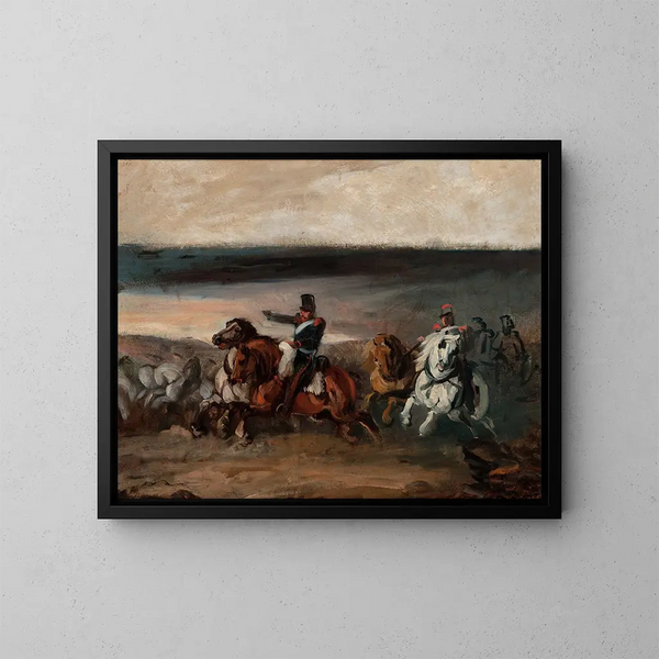 Angriff der französischen Artillerie - Piotr Michałowski — gerahmtes Bild an der Wand