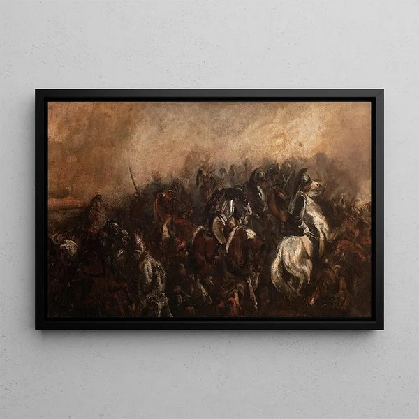 Die Schlacht von Mojaïsk - Piotr Michałowski — gerahmtes Bild an der Wand