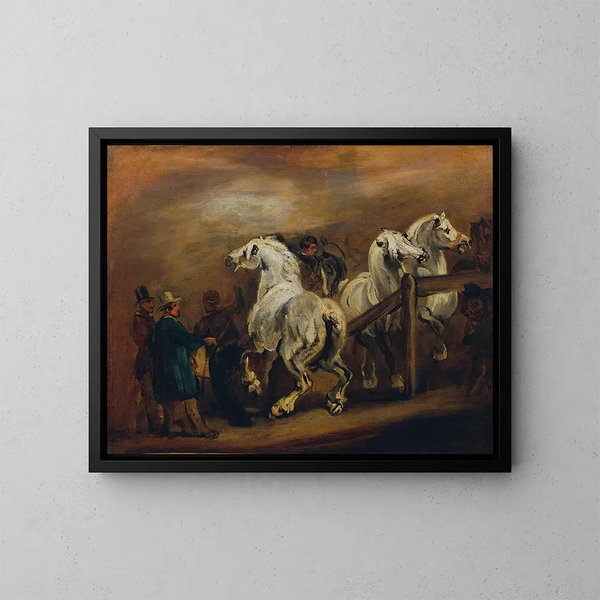 Markt der Pferde - Piotr Michałowski — gerahmtes Bild an der Wand