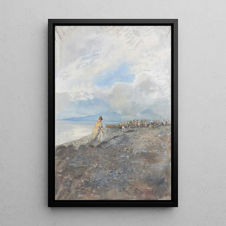 Pompeo Mariani - Sulla spiaggia di Bordighera.webp