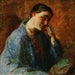 Portrait of the artist's wife Esther Paulsen - Julius Paulsen — displayed in an interior