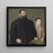 Portrait painting of the Nuremberg jeweler Hans Lencker 1523-1585 and his 9-year-old son Elisius the Younger - Nicolas Neufchâtel — framed artwork on a wall