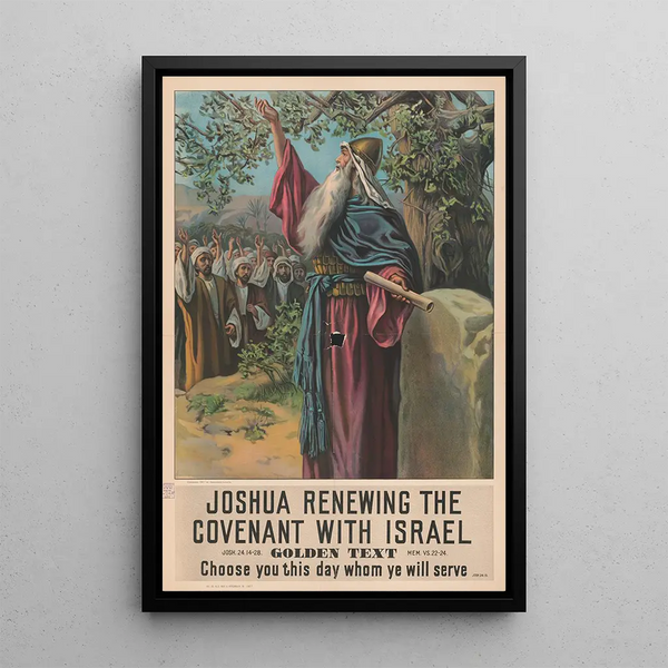 Joshua renewing the covenant with Israel - Providence Lith Co — framed artwork on a wall
