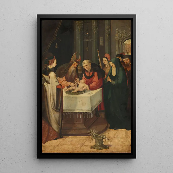 Circoncision of Christ, left panel of a triptych - Pseudo Jan Wellens de Cock — framed artwork on a wall