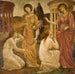Psyché an den Heiligtümern von Juno und Ceres - Sir Edward Coley Burne-Jones — in einem Innenraum präsentiert