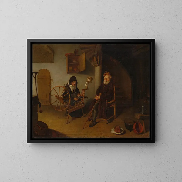 Die Weberin - Quirijn van Brekelenkam — gerahmtes Bild an der Wand