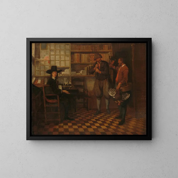 Die Pächterbauern - Quirijn van Brekelenkam — gerahmtes Bild an der Wand