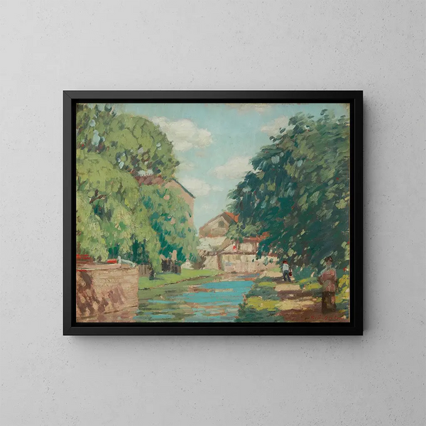Sentier de halage au bord du canal à New Hope - Rae Sloan Bredin — gerahmtes Bild an der Wand