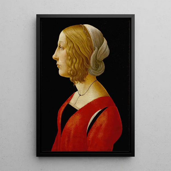 Portrait of a Young Woman - Raffaellino del Garbo — framed artwork on a wall