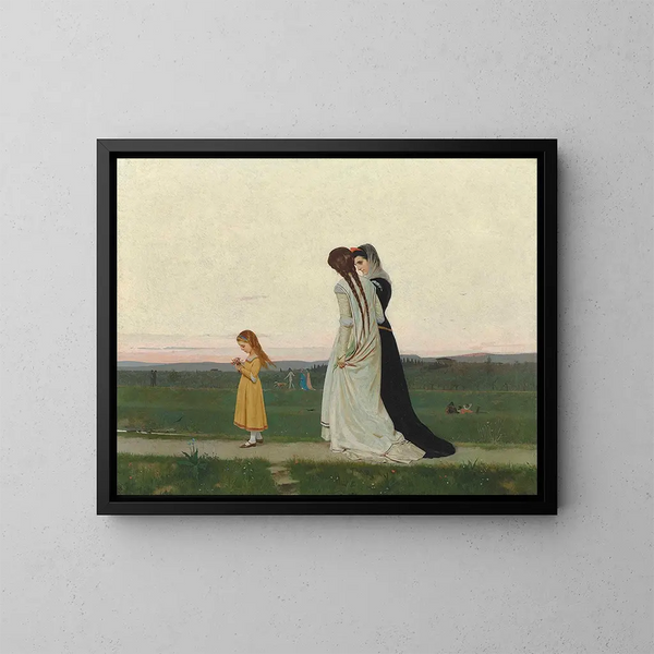 La passeggiata serale, dintorni di Firenze - Raffaello Sorbi — quadro incorniciato alla parete