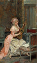 Femme avec une guitare - Raimundo de Madrazo y Garreta — quadro incorniciato alla parete