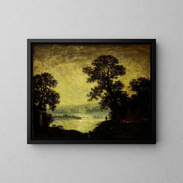Campement indien au clair de lune - Ralph Albert Blakelock — gerahmtes Bild an der Wand
