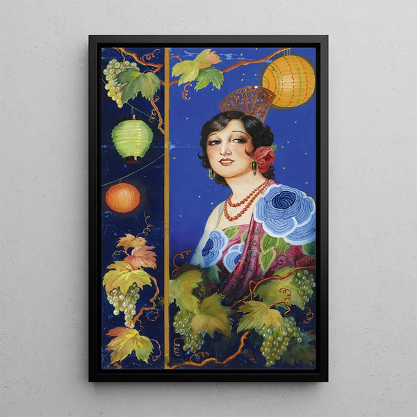 Young woman with shawl - Ramon José Izquierdo y Garrido — framed artwork on a wall