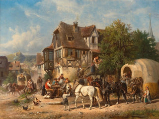 Reinhold Braun - A Lively Scene at the Rest Stop.webp
