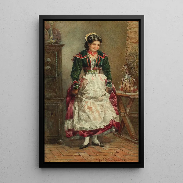 Portrait of a Woman - Reinhold Werner — framed artwork on a wall