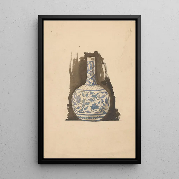 Vase with floral pattern - Reinier Willem Petrus de Vries — framed artwork on a wall