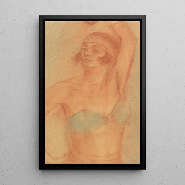 Woman with headband and raised arm - Reinier Willem Petrus de Vries — framed artwork on a wall