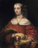 Portrait einer Dame mit einem Hund im Beutel - Rembrandt van Rijn — Ansicht des Kunstwerks