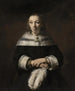 Portrait einer Dame mit einem Fächer aus Straußenfedern - Rembrandt van Rijn — Ansicht des Kunstwerks