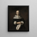 Portrait einer Dame mit einem Fächer aus Straußenfedern - Rembrandt van Rijn — gerahmtes Bild an der Wand
