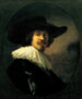 Portrait eines Mannes mit breitkrempigem Hut - Rembrandt van Rijn — Ansicht des Kunstwerks