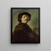 Autoritratto con berretto nero - Rembrandt van Rijn — quadro incorniciato alla parete