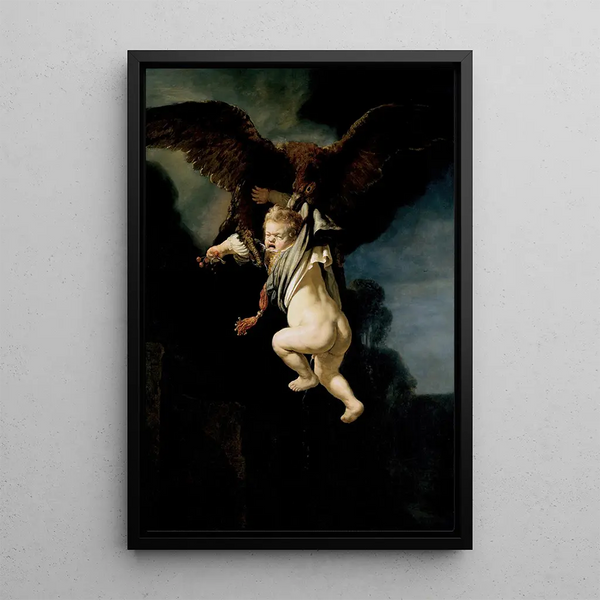 L'enlèvement de Ganymède - Rembrandt van Rijn — framed artwork on a wall