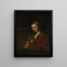 Frau mit einer Rose - Rembrandt van Rijn — gerahmtes Bild an der Wand