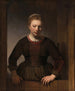 Giovane donna con una mezza porta aperta - Rembrandt van Rijn — vista dell’opera