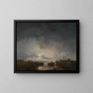 Remigius Adrianus van Haanen - Fishermen in a moonlit night.webp