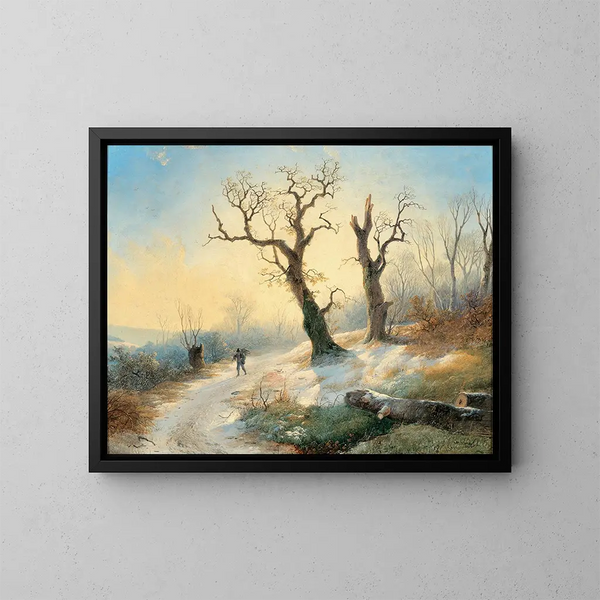 Rückkehr nach Hause im Winter - Remigius Adrianus van Haanen — gerahmtes Bild an der Wand