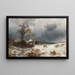 Return home in a winter landscape - Remigius Adrianus van Haanen — framed artwork on a wall