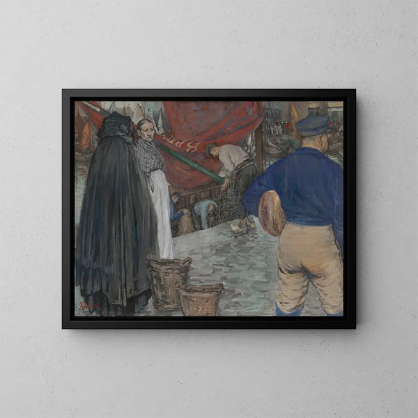 Arrivée des barges à moules - René Bosiers — quadro incorniciato alla parete