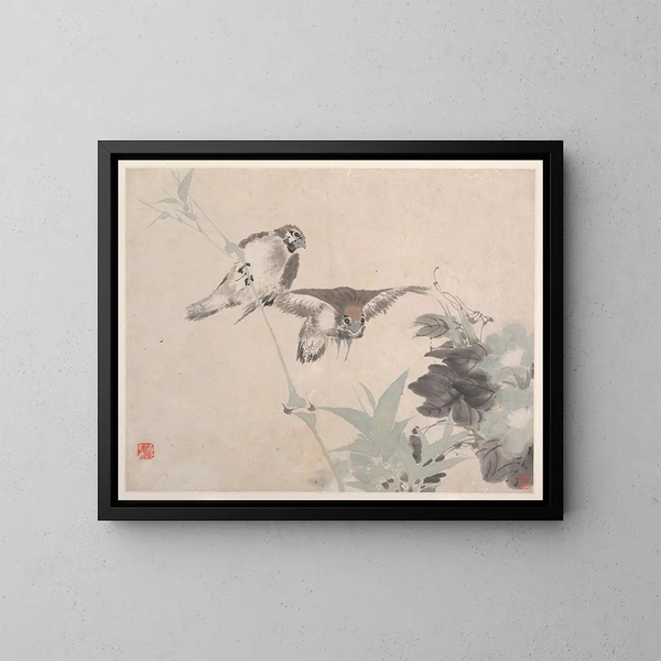 Tiere, Blumen und Vögel Pl6 - Ren Yi — gerahmtes Bild an der Wand
