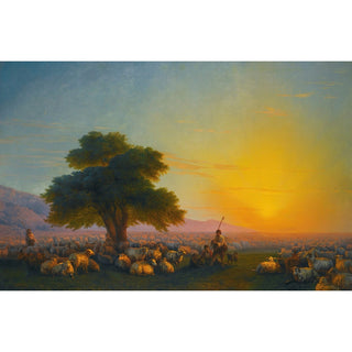Reproduction Bergers avec leur troupeau au coucher du soleil - Ivan Konstantinovich Aivazovsky