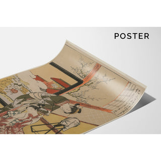 Reproduction Bienveillance - Courtisane rasant le cou de son serviteur Cinq vertus confucéennes - Suzuki Harunobu