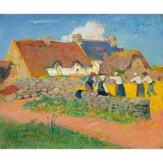 Reproduction Le battage du blé au village - Henry Moret
