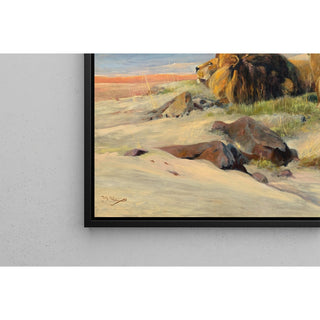 Reproduction Paire de lions dans la steppe - Wilhelm Kuhnert