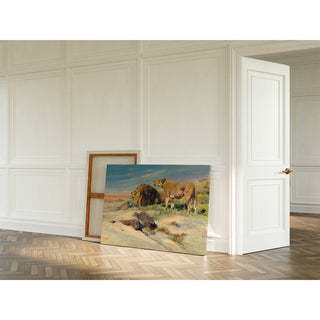 Reproduction Paire de lions dans la steppe - Wilhelm Kuhnert